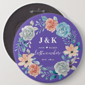Floral Monogram Initialen Aangepaste familienaam Ronde Button 6,0 Cm (Voorkant /achterkant)