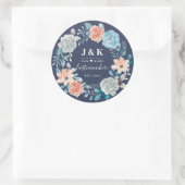 Floral Monogram Initialen Aangepaste familienaam Ronde Sticker (Tas)