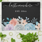 Floral Monogram Initialen Aangepaste familienaam Theedoek (Gevouwen)