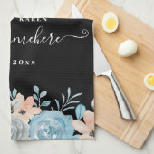 Floral Monogram Initialen Aangepaste familienaam Theedoek (Quarter Fold)