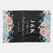Floral Monogram Initialen Aangepaste familienaam Theedoek (Horizontaal)