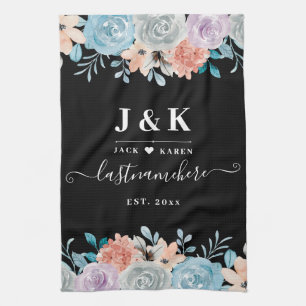 Floral Monogram Initialen Aangepaste familienaam Theedoek