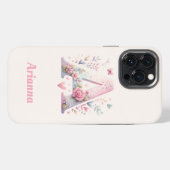 Floral Monogram iPhone 13 Pro Max Hoesje (Achterkant horizontaal)
