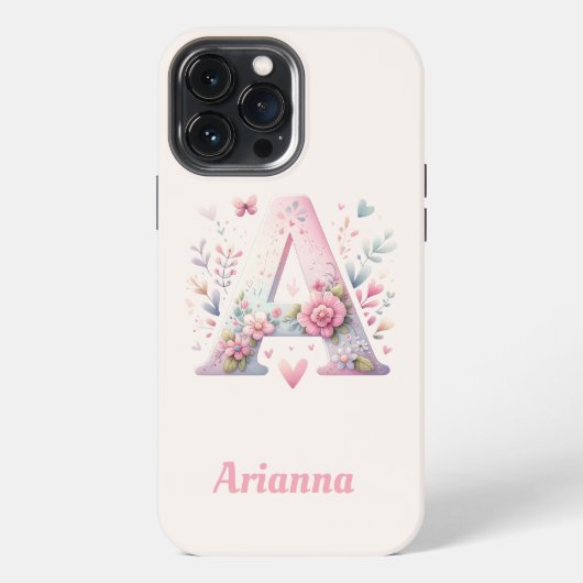 Floral Monogram iPhone 13 Pro Max Hoesje (Achterkant)