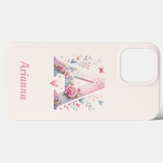Floral Monogram iPhone 13 Pro Max Hoesje (Achterkant (horizontaal))
