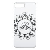 Floral Monogram iPhone 7 Hoesje in wit (Achterkant)