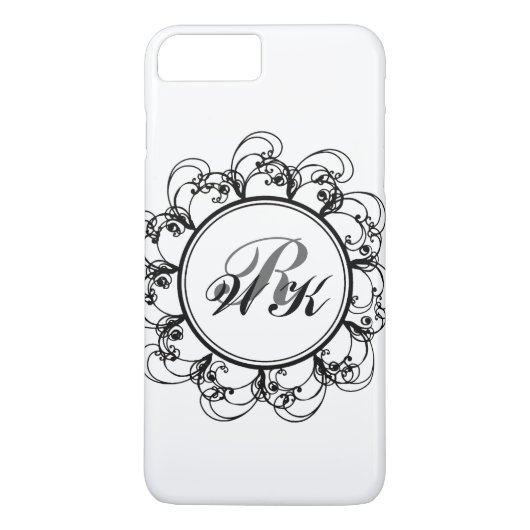 Floral Monogram iPhone 7 Hoesje in wit (Achterkant)