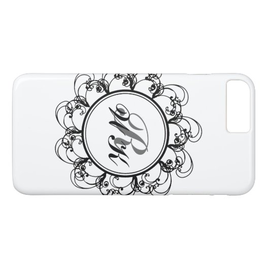 Floral Monogram iPhone 7 Hoesje in wit (Achterkant (Horizontaal))