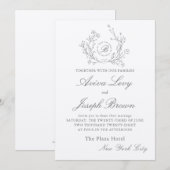 Floral Monogram joods huwelijk uitnodiging (Voorkant / Achterkant)