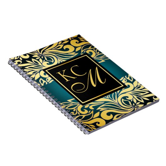  Floral Monogram Journal | blauwgroen Notitieboek (Rechterzijde)