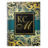  Floral Monogram Journal | blauwgroen Notitieboek (Voorkant)