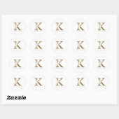 Floral Monogram K Elegant Gold Foliage Ronde Sticker (Vel)