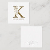 Floral Monogram K Elegant Gold Foliage Vierkante Visitekaartje (Voorkant / Achterkant)