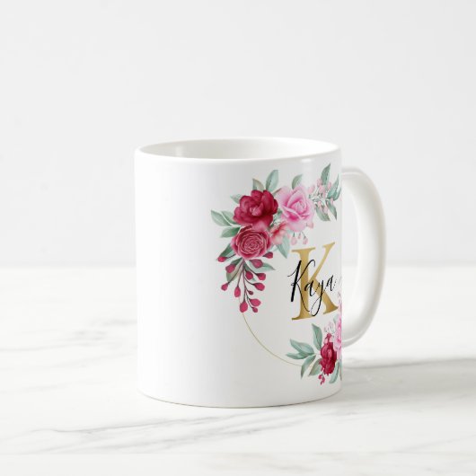 Floral Monogram K Koffiemok (Voorkant rechts)