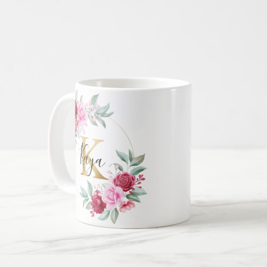 Floral Monogram K Koffiemok (Voorkant links)