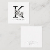 Floral Monogram K Sakura Cherry Blossom Vierkante Visitekaartje (Voorkant / Achterkant)