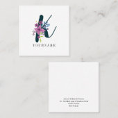 Floral Monogram K Wilde Bloem Burst Vierkante Visitekaartje (Voorkant / Achterkant)
