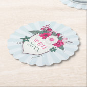 Floral monogram kartonnen onderzetters (Gekanteld)