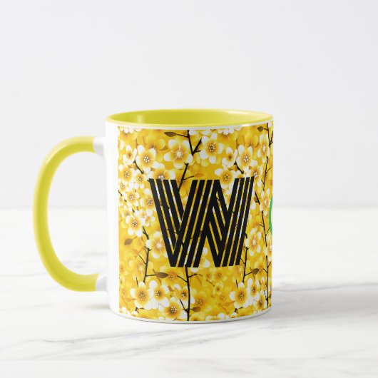 Floral Monogram Koffie Mok (Uniek Initiaal Cadeau) (Links)