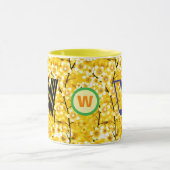 Floral Monogram Koffie Mok (Uniek Initiaal Cadeau) (Midden)