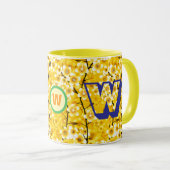 Floral Monogram Koffie Mok (Uniek Initiaal Cadeau) (Voorkant rechts)