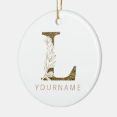 Floral Monogram L Elegant Gold Foliage Keramisch Ornament (Links)