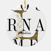 Floral Monogram L Elegant Gold Foliage Keramisch Ornament (Achterkant)