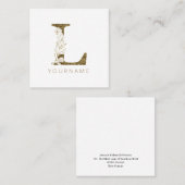 Floral Monogram L Elegant Gold Foliage Vierkante Visitekaartje (Voorkant / Achterkant)