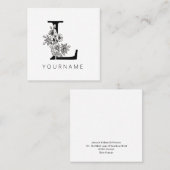 Floral Monogram L Sakura Cherry Blossom Vierkante Visitekaartje (Voorkant / Achterkant)