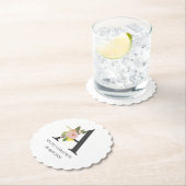 Floral Monogram Letter A Custom Name and Date Kartonnen Onderzetters (Insitu)