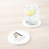 Floral Monogram Letter A Custom Name and Date Zandsteen Onderzetter (Zijkant)