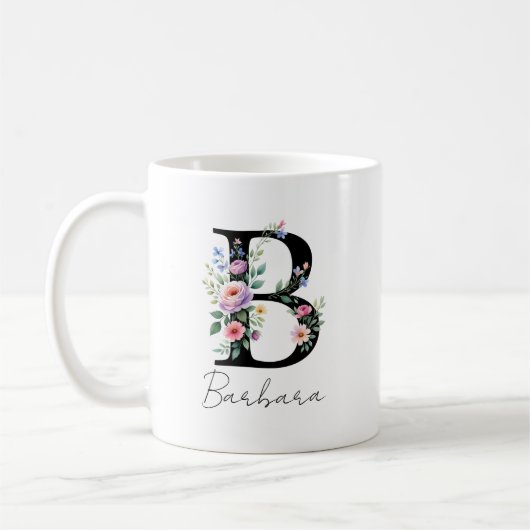  Floral Monogram – Letter B Koffiemok (Links)
