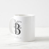  Floral Monogram Letter B Naam Koffie Mok (Voorkant links)