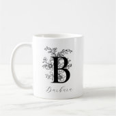 Floral Monogram Letter B Naam Koffie Mok (Links)