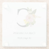 Floral Monogram Letter C Custom Name and Date Glazen Onderzetter (Achterkant)