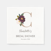 Floral Monogram Letter C Vrijgezellenfeest Servet (Voorkant)