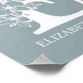 Floral Monogram Letter E Naam Nursery Modern Poster (Hoek)