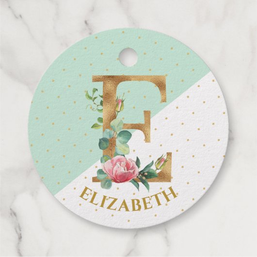 Floral monogram letter E voor Elisabeth Bedankjes Labels (Achterkant)