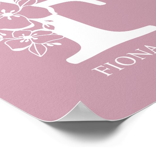 Floral Monogram Letter F Name Nursery Modern Poster (Hoek)