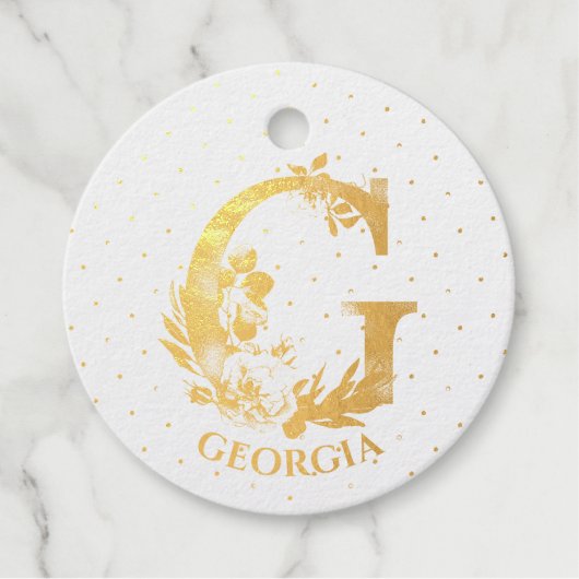 Floral monogram letter G voor Fiona Bedankjes Labels (Voorkant)