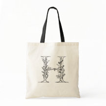 Floral Monogram Letter H herbruikbare canvas