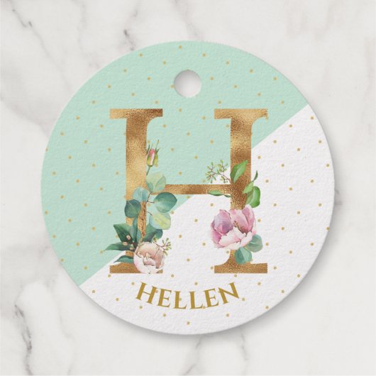 Floral monogram letter H voor Hellen Bedankjes Labels (Achterkant)