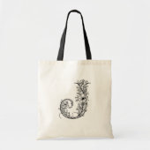 Floral Monogram Letter J Herbruikbare Canvas Tote Bag (Voorkant)