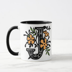 Floral Monogram Letter J Mok