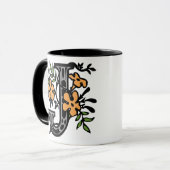 Floral Monogram Letter J Mok (Voorkant links)