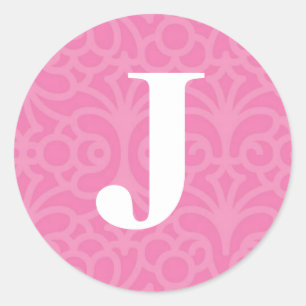 Floral Monogram - letter J Ronde Sticker