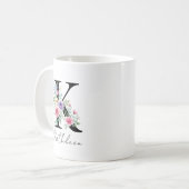  Floral Monogram – Letter K Koffiemok (Voorkant links)