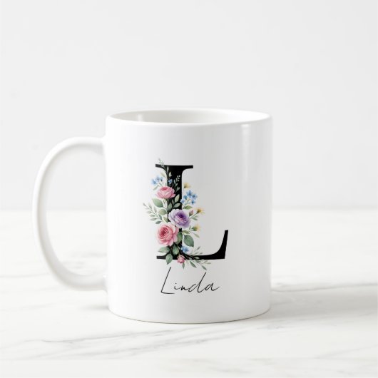  Floral Monogram – Letter L Koffiemok (Links)