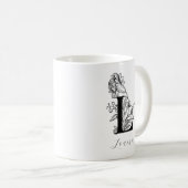 Floral Monogram Letter L Name Coffee Mok (Voorkant rechts)