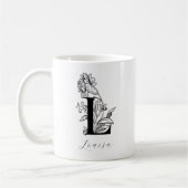 Floral Monogram Letter L Name Coffee Mok (Links)
